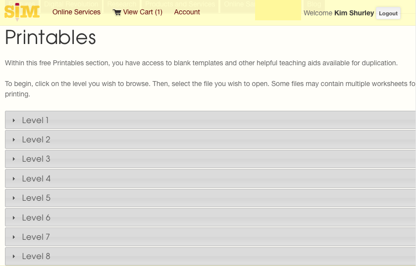   Step 4:   Select the appropriate grade level and view the printable content. 