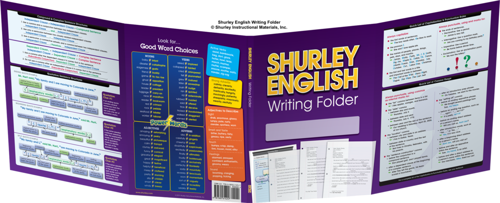  SHURLEY ENGLISH WRITING FOLDER:  © SHURLEY INSTRUCTIONAL MATERIALS, INC.  